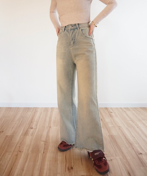LAULEN（ローレン）の「vintage processing straight denim pants /ヴィンテージ加工 ストレート デニム パンツ（デニムパンツ・レディース・ブルー・S/M/L）」の2枚目の写真