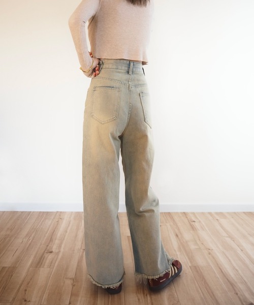 LAULEN（ローレン）の「vintage processing straight denim pants /ヴィンテージ加工 ストレート デニム パンツ（デニムパンツ・レディース・ブルー・S/M/L）」の3枚目の写真