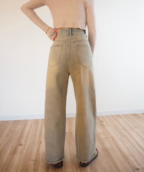LAULEN（ローレン）の「vintage processing straight denim pants /ヴィンテージ加工 ストレート デニム パンツ（デニムパンツ・レディース・ブルー・S/M/L）」の4枚目の写真