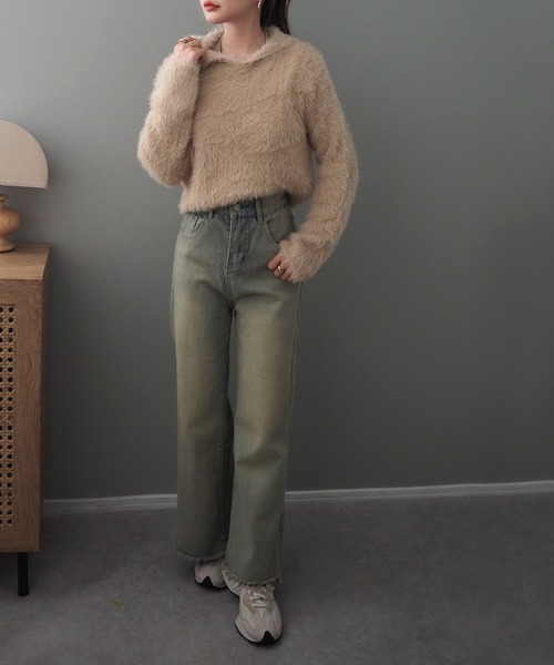 LAULEN（ローレン）の「vintage processing straight denim pants /ヴィンテージ加工 ストレート デニム パンツ（デニムパンツ・レディース・ブルー・S/M/L）」の7枚目の写真