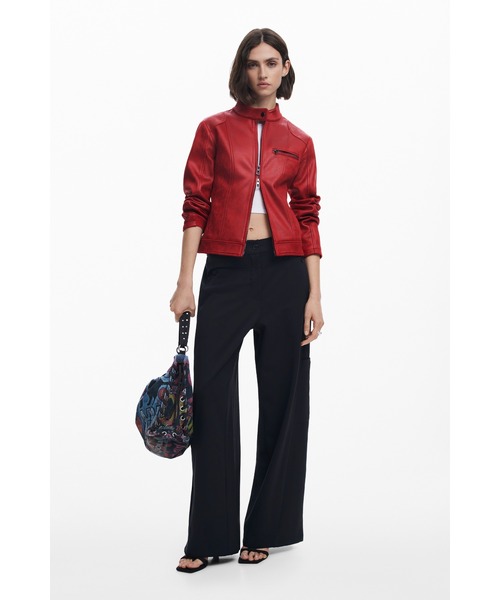 Desigual（デシグアル）の「マオカラーのライダージャケット（ライダースジャケット・レディース・ブラック/ホワイト/レッド・XXL/XL/L/M/S/XS）」の3枚目の写真