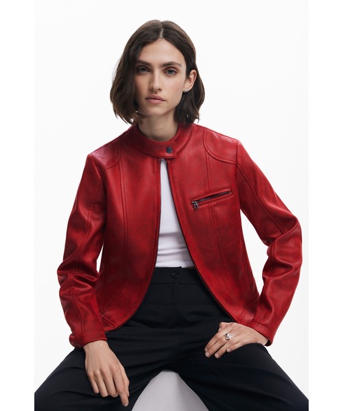 Desigual（デシグアル）の「マオカラーのライダージャケット（ライダースジャケット・レディース・ブラック/ホワイト/レッド・XXL/XL/L/M/S/XS）」の13枚目の写真