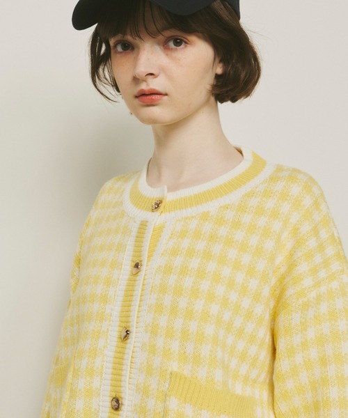 Unitage（ユニテージ）の「ギンガムチェックカーディガン（カーディガン/ボレロ・レディース・イエロー/グリーン/ピンク・FREE）」の4枚目の写真