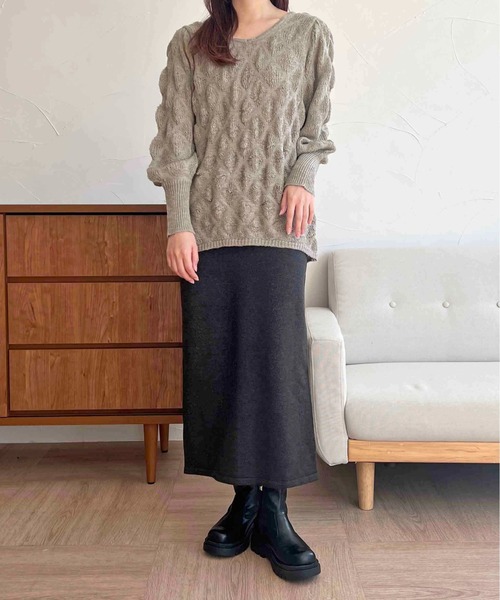 apres jour clair(アプレジュールクレア)の「【apres jour clair】ニットナロースカート【ZOZOTOWN限定アイテム】(スカート・レディース・ブラック系その他/アイボリー・フリー/X-LARGE)」の16枚目の写真