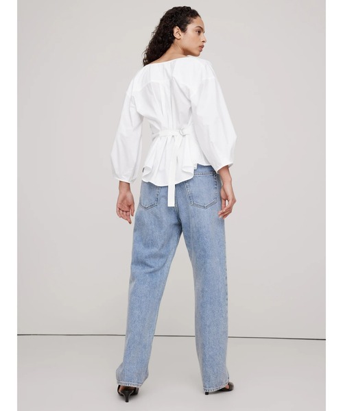 Banana Republic(バナナリパブリック)の「ポプリン カウルネック タイウエストトップス(シャツ/ブラウス・レディース・ネイビー/ホワイト・M/S/XS/L)」の5枚目の写真