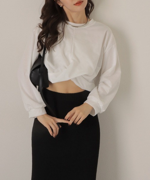 LAULEN(ローレン)の「twist short pullover /ツイスト ショート プルオーバー(スウェット・レディース・ホワイト/グレー/ブラック・FREE)」の2枚目の写真