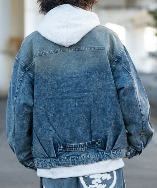 JOHN'S CLOSET（ジョンズクローゼット）の「【13】10.5oz　ブラスト加工 デニムジャケット（デニムジャケット・メンズ・ブラック/ネイビー/ブルー・MEDIUM/LARGE）」の10枚目の写真