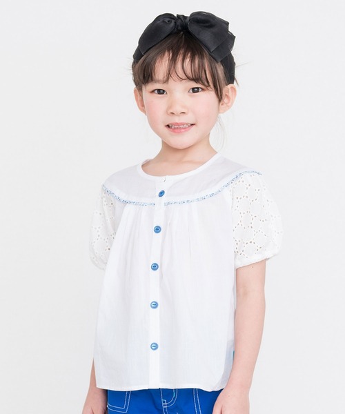 RAGMART（ラグマート）の「ギャザーブラウス（シャツ/ブラウス・キッズ・ピンク/オフホワイト/チェック・100cm/110cm/130cm/120cm）」の2枚目の写真