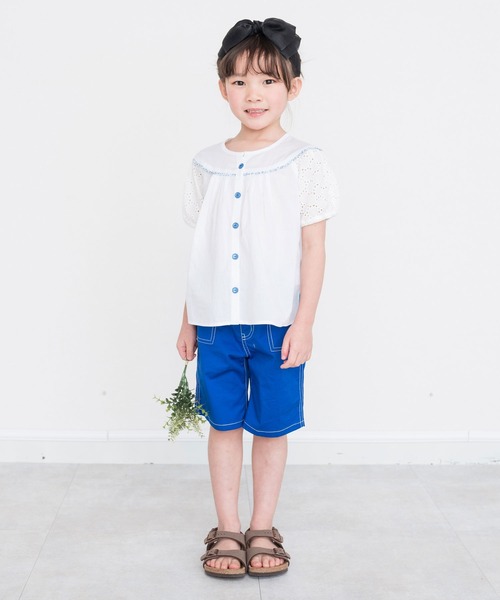 RAGMART（ラグマート）の「ギャザーブラウス（シャツ/ブラウス・キッズ・ピンク/オフホワイト/チェック・100cm/110cm/130cm/120cm）」の5枚目の写真