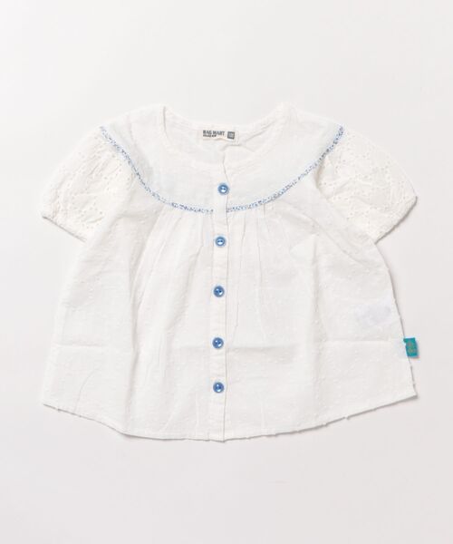 RAGMART（ラグマート）の「ギャザーブラウス（シャツ/ブラウス・キッズ・ピンク/オフホワイト/チェック・100cm/110cm/130cm/120cm）」の4枚目の写真