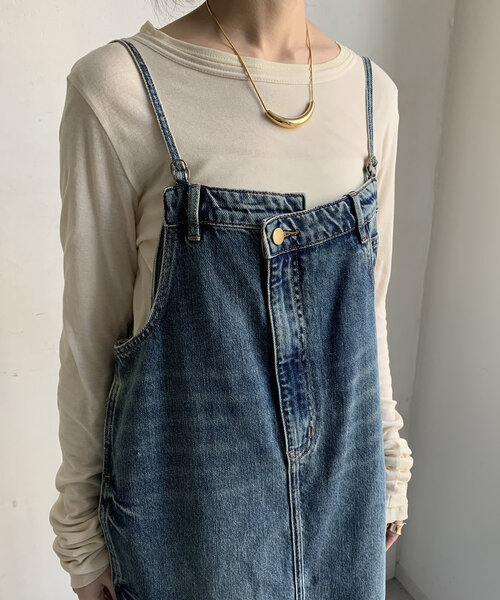 裾フリンジデニムジャンスカ（ワンピース）｜DouDou（ドゥドゥ）の