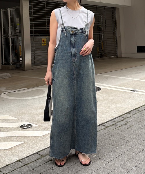 裾フリンジデニムジャンスカ（ワンピース）｜DouDou（ドゥドゥ）の