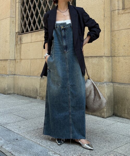 裾フリンジデニムジャンスカ（ワンピース）｜DouDou（ドゥドゥ）の