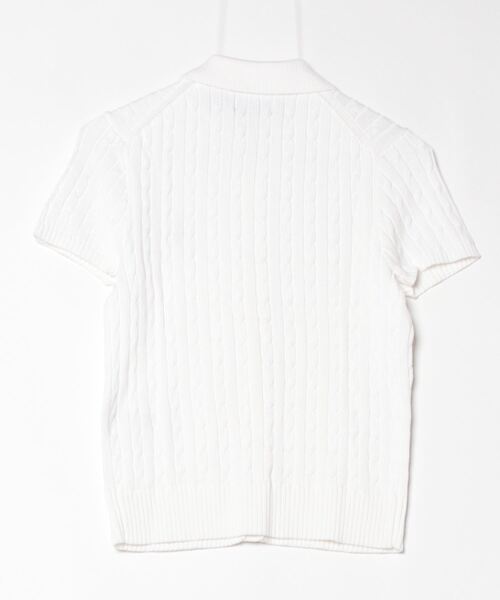 ケーブル コットン ショートスリーブ Polo カーディガン