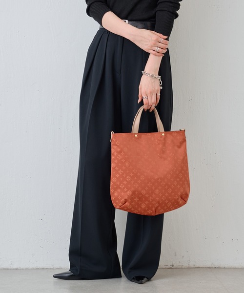 russet ラシット ふっくらトートバッグ レザー×ナイロン レッド