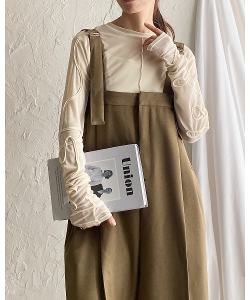 She's Closet（シーズクローゼット）の「コード刺繍クルーネック長袖シースルー/シアーロングTシャツカットソートップス（Tシャツ/カットソー・レディース・アイボリー/ブラック/チャコールグレー/オフホワイト・FREE）」の16枚目の写真
