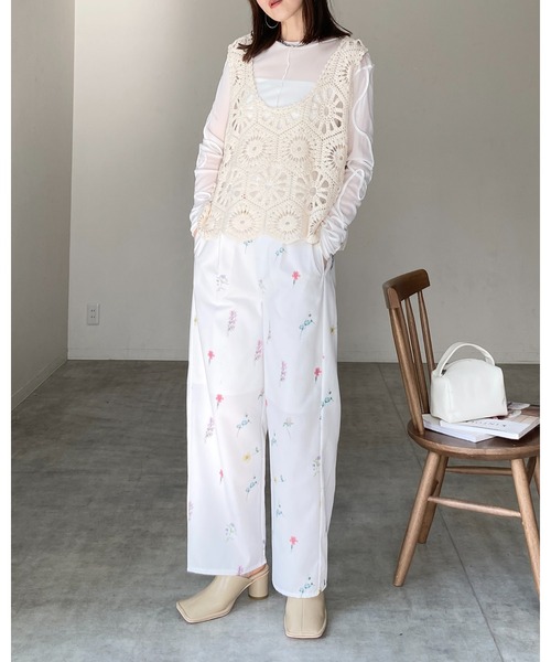 未使用タグ付き♡BEIGE,限定カットソー　ロンT クルーネック　ロゴ長袖 セール】モックネックロゴ刺繍ポンチロンT（Tシャツ/カットソー