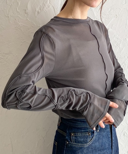 Semicouture セミクチュール シアートップス CAITILIN ケイティリン Y4SE15 レディース ロンT カットソー ニット 長袖 クルーネック 切り替え カラー2色 Semicouture セミクチュール シアートップス CAITILIN ケイティ