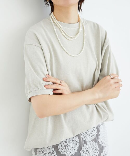 le.coeur blanc（ルクールブラン）の「STAR&STRIPE  ベーシックリブT（Tシャツ/カットソー・レディース・チャコールグレー/グレイッシュベージュ/オフホワイト・38）」の3枚目の写真