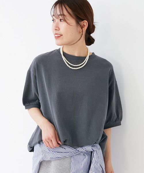 le.coeur blanc（ルクールブラン）の「STAR&STRIPE  ベーシックリブT（Tシャツ/カットソー・レディース・チャコールグレー/グレイッシュベージュ/オフホワイト・38）」の2枚目の写真