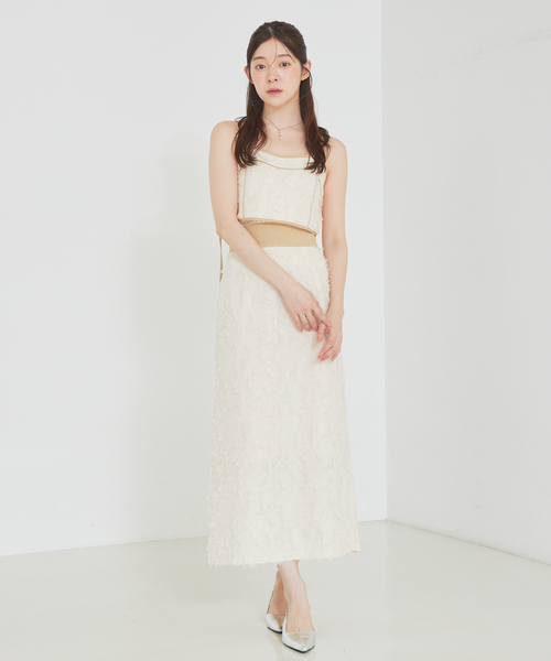 SELFIST(セルフィスト)の「【Can Cam掲載】【セットアップ対応】パイピングジャガードビスチェ 夏服 レイヤード オールシーズン(シャツ/ブラウス・レディース・ブラック/アイボリー・フリー)」の3枚目の写真