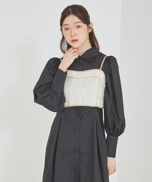 SELFIST(セルフィスト)の「【Can Cam掲載】【セットアップ対応】パイピングジャガードビスチェ 夏服 レイヤード オールシーズン(シャツ/ブラウス・レディース・ブラック/アイボリー・フリー)」の7枚目の写真