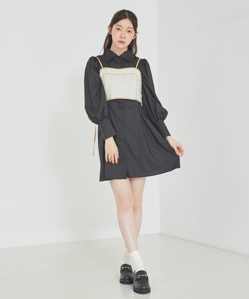 SELFIST(セルフィスト)の「【Can Cam掲載】【セットアップ対応】パイピングジャガードビスチェ 夏服 レイヤード オールシーズン(シャツ/ブラウス・レディース・ブラック/アイボリー・フリー)」の8枚目の写真