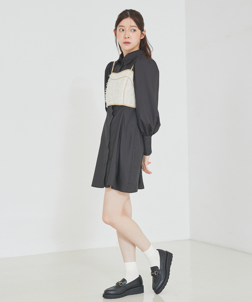SELFIST(セルフィスト)の「【Can Cam掲載】【セットアップ対応】パイピングジャガードビスチェ 夏服 レイヤード オールシーズン(シャツ/ブラウス・レディース・ブラック/アイボリー・フリー)」の9枚目の写真