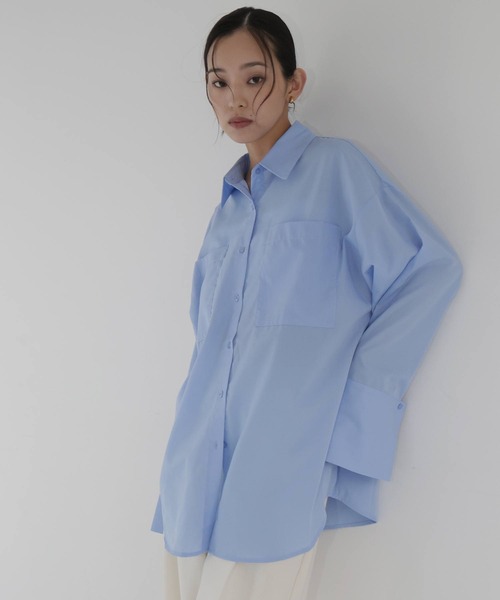 hellam（へラム）の「ビックポケット オーバーサイズシャツ（シャツ/ブラウス・レディース・ベージュ/ブルー/オフホワイト/ピンク/ホワイト×ブラック/ホワイト×ブルー/スミクロ/ブルー系その他/オレンジ・FREE）」の17枚目の写真