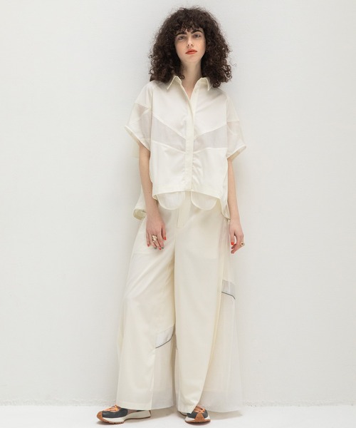 メッシュコンビネーションワイドパンツ（その他パンツ）｜AULA