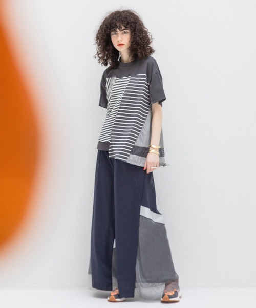メッシュコンビネーションワイドパンツ（その他パンツ）｜AULA