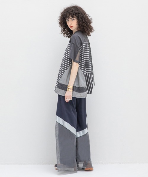 メッシュコンビネーションワイドパンツ（その他パンツ）｜AULA