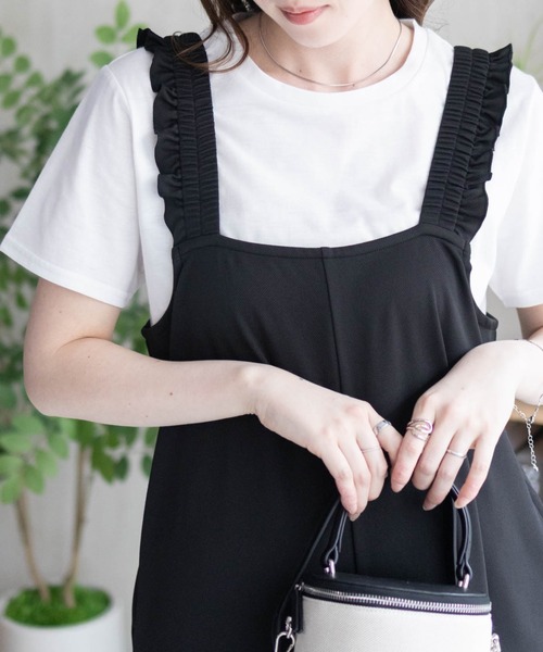 NAVY（ネイビー）の「nAvy ポリツイルサロペット ＋ Tシャツセット アンサンブル（サロペット/オーバーオール・レディース・ベージュ/ブラック/チャコールグレー・L/M）」の10枚目の写真