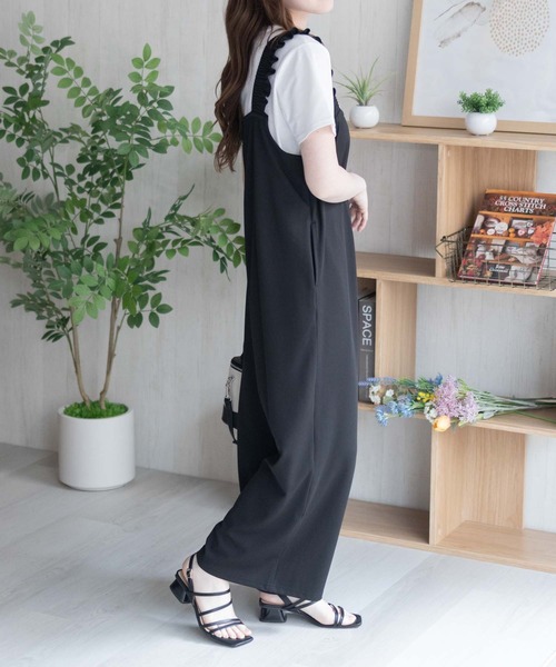 NAVY（ネイビー）の「nAvy ポリツイルサロペット ＋ Tシャツセット アンサンブル（サロペット/オーバーオール・レディース・ベージュ/ブラック/チャコールグレー・L/M）」の11枚目の写真