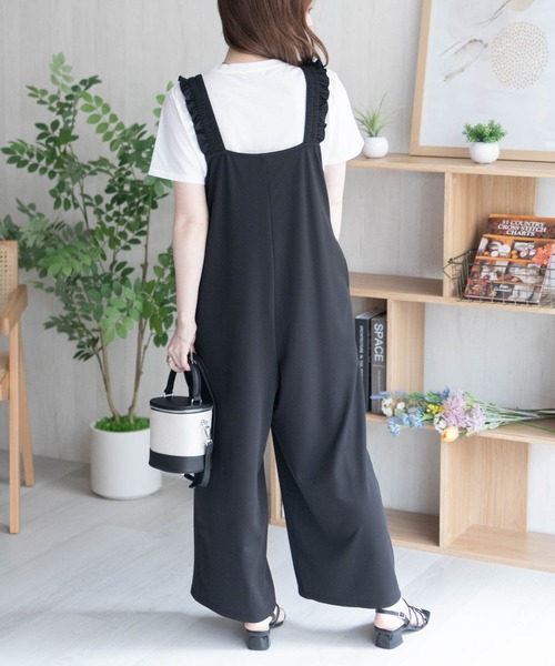 NAVY（ネイビー）の「nAvy ポリツイルサロペット ＋ Tシャツセット アンサンブル（サロペット/オーバーオール・レディース・ベージュ/ブラック/チャコールグレー・L/M）」の12枚目の写真