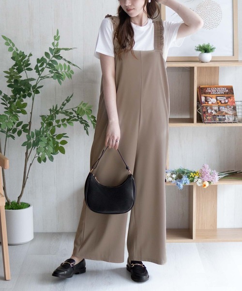 NAVY（ネイビー）の「nAvy ポリツイルサロペット ＋ Tシャツセット アンサンブル（サロペット/オーバーオール・レディース・ベージュ/ブラック/チャコールグレー・L/M）」の14枚目の写真