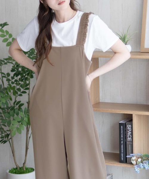 NAVY（ネイビー）の「nAvy ポリツイルサロペット ＋ Tシャツセット アンサンブル（サロペット/オーバーオール・レディース・ベージュ/ブラック/チャコールグレー・L/M）」の15枚目の写真