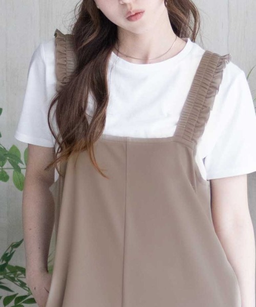 NAVY（ネイビー）の「nAvy ポリツイルサロペット ＋ Tシャツセット アンサンブル（サロペット/オーバーオール・レディース・ベージュ/ブラック/チャコールグレー・L/M）」の16枚目の写真