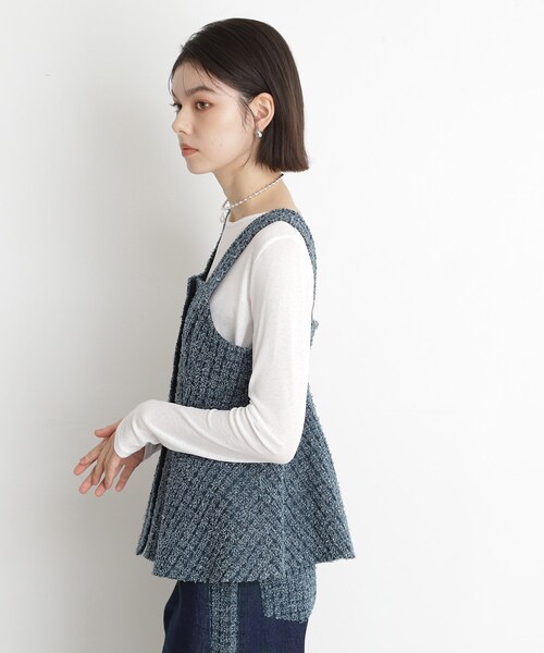 THE SHOP TK (ザ ショップ ティーケー )の「◆ジャカードデニムビスチェ【洗濯機OK】(ベスト・レディース・ネイビー/ブルー・13/12)」の4枚目の写真