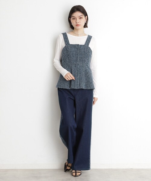 THE SHOP TK (ザ ショップ ティーケー )の「◆ジャカードデニムビスチェ【洗濯機OK】(ベスト・レディース・ネイビー/ブルー・13/12)」の5枚目の写真
