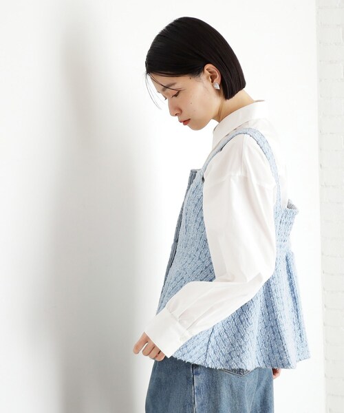 THE SHOP TK (ザ ショップ ティーケー )の「◆ジャカードデニムビスチェ【洗濯機OK】(ベスト・レディース・ネイビー/ブルー・13/12)」の7枚目の写真