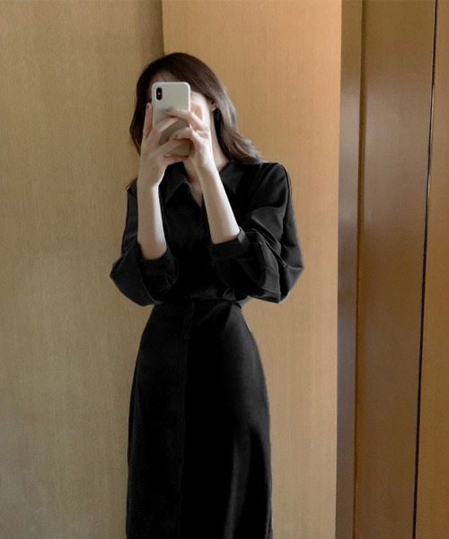 Miniministore（ミニミニストア）の「きれいめシャツワンピース ウエストマーク（シャツワンピース・レディース・ベージュ/ブラック・M/S）」の12枚目の写真