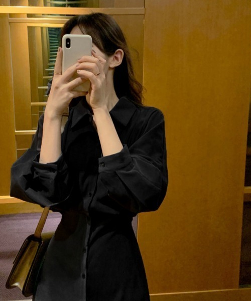 Miniministore（ミニミニストア）の「きれいめシャツワンピース ウエストマーク（シャツワンピース・レディース・ベージュ/ブラック・M/S）」の14枚目の写真