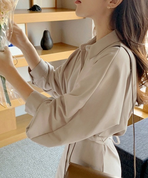 Miniministore（ミニミニストア）の「きれいめシャツワンピース ウエストマーク（シャツワンピース・レディース・ベージュ/ブラック・M/S）」の3枚目の写真