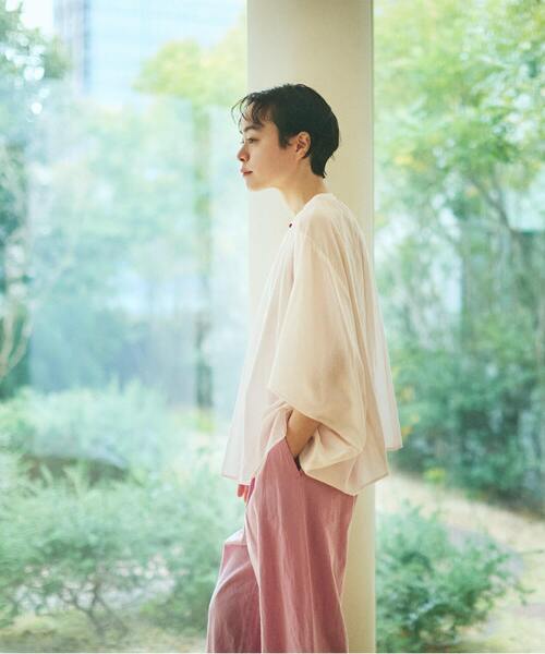 conges payes ADIEU TRISTESSE（コンジェ ペイエ アデュートリステス）の「ポンチョシルエットブラウス（シャツ/ブラウス・レディース・ブラック/オフホワイト/ピンク・38）」の4枚目の写真