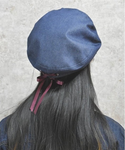 axes femme（アクシーズファム）の「レースアップデニムベレー（ハンチング/ベレー帽・レディース・ブルー/インディゴブルー・FREE）」の2枚目の写真