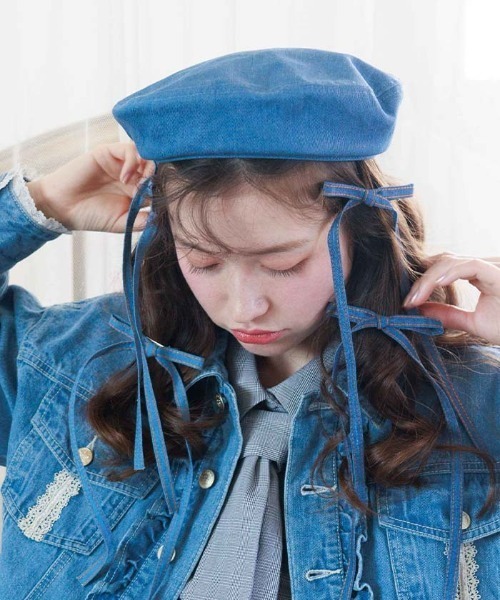 axes femme（アクシーズファム）の「レースアップデニムベレー（ハンチング/ベレー帽・レディース・ブルー/インディゴブルー・FREE）」の15枚目の写真