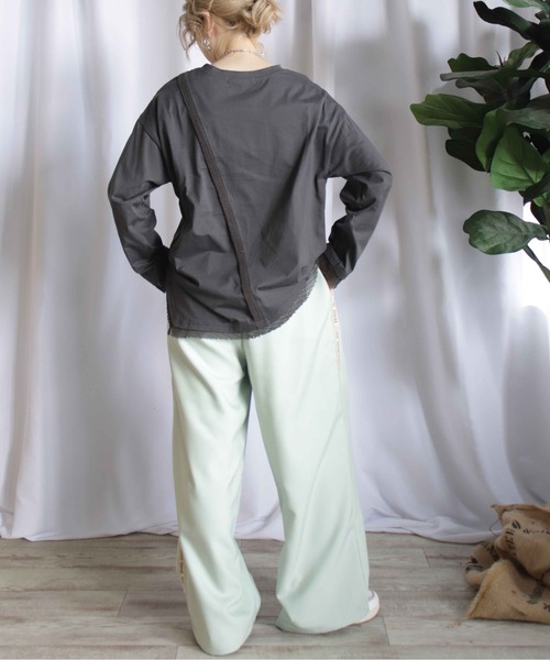 BITTOKO（ビットコ）の「メッシュ切替ロンT（Tシャツ/カットソー・レディース・ミント/ホワイト/ピンク/ブラック・FREE）」の8枚目の写真