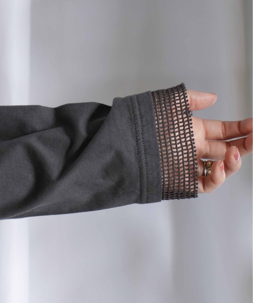 BITTOKO（ビットコ）の「メッシュ切替ロンT（Tシャツ/カットソー・レディース・ミント/ホワイト/ピンク/ブラック・FREE）」の10枚目の写真