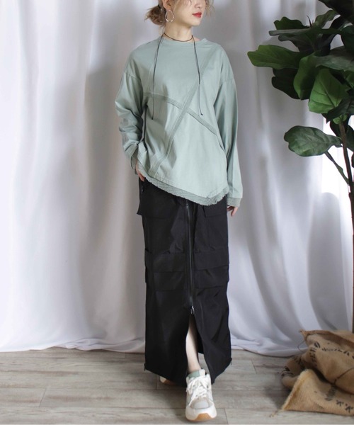 BITTOKO（ビットコ）の「メッシュ切替ロンT（Tシャツ/カットソー・レディース・ミント/ホワイト/ピンク/ブラック・FREE）」の15枚目の写真